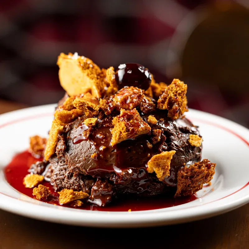 Foto da mousse de chocolate com honeycomb no cardapio oficial do Cabernet