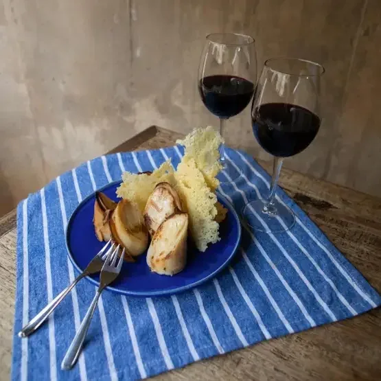 Foto dos palmitos dourados no cardapio oficial do Cabernet